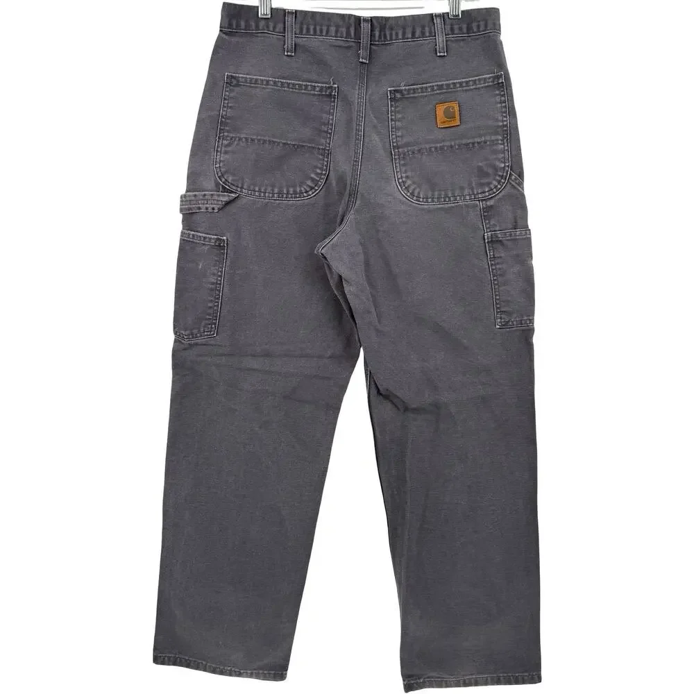 VTG y2k Men's Petrol Blue Grey Carhartt B11 Dungaree Fit Carpenter Pants 32x32